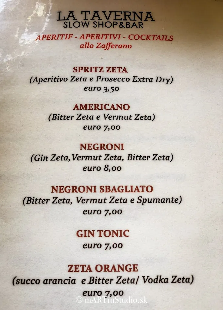 Menu_La Taverna Slow Shop & Bar - Zafferano Friulano_Polcenigo_image_1