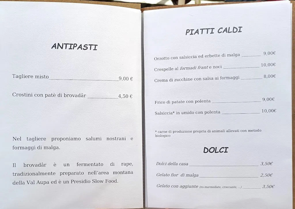 Menu_Malga Glazzat - AGRITURISMO_Pontebba_image_1