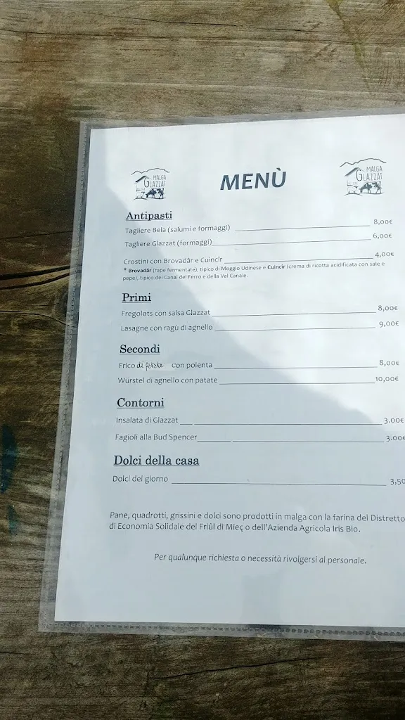 Menu_Malga Glazzat - AGRITURISMO_Pontebba_image_3
