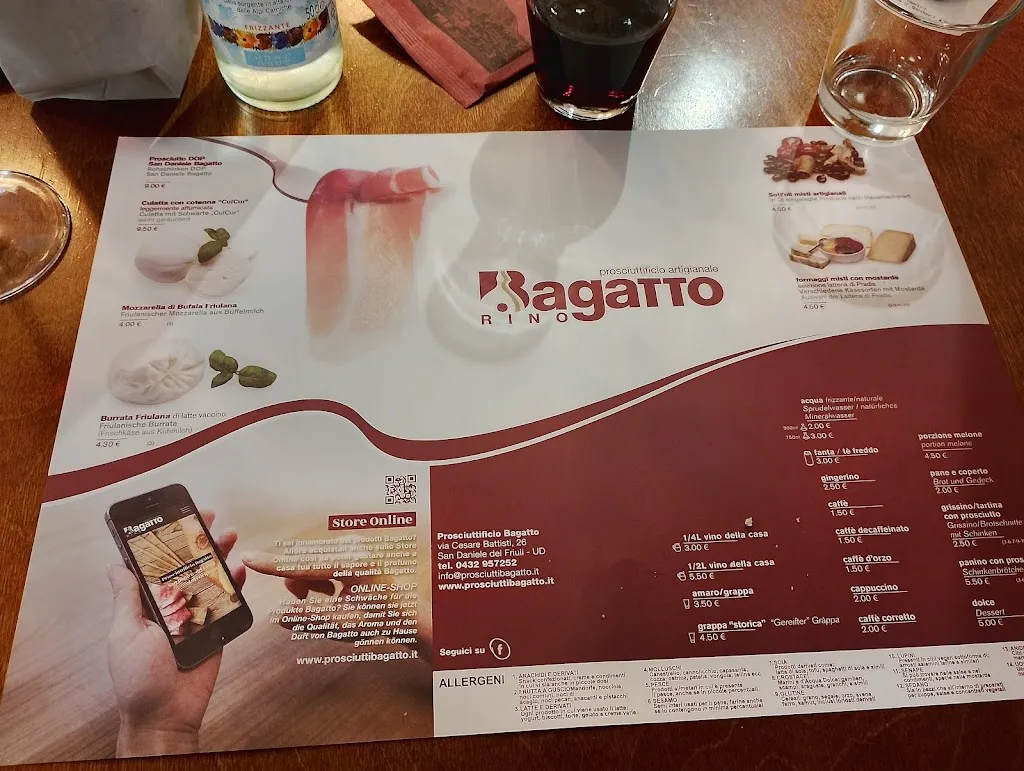 Menu_Prosciuttificio Bagatto_San Daniele del Friuli_immagine_2