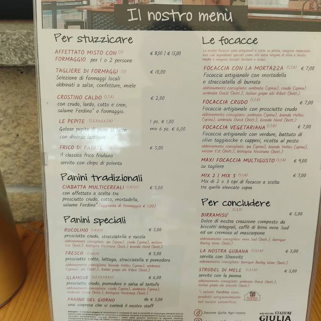 Menu_Stazione Gjulia - Agri-Ristoro  - Fontana Della Birra_San Pietro al Natisone_image_3