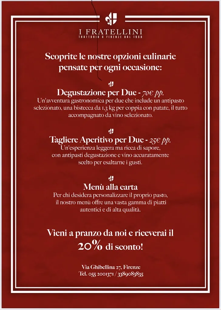 Menu_Trattoria I Fratellini Brace e Spiriti dal 1958_Santa Croce_image_1