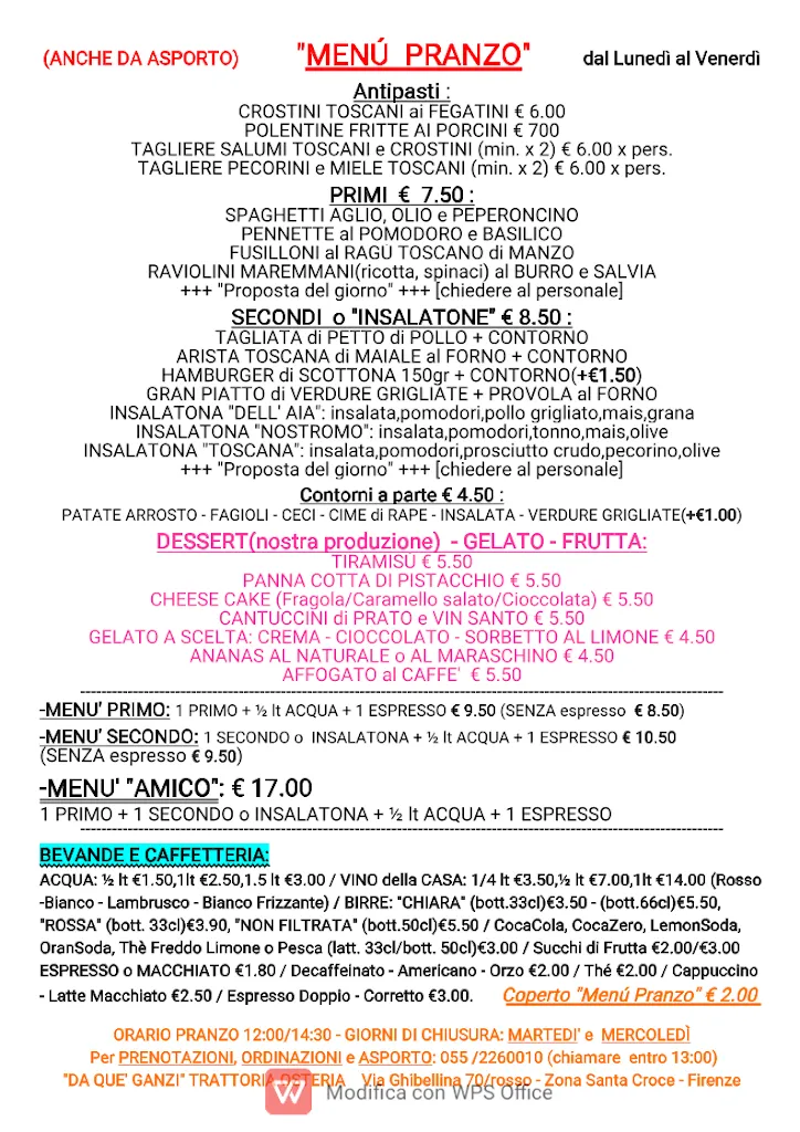 Menu_Da Que' Ganzi Trattoria Osteria_Santa Croce_image_1