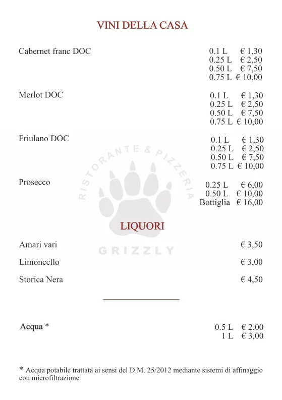 Menu_Ristorante Pizzeria Grizzly_Villa Santina_image_4