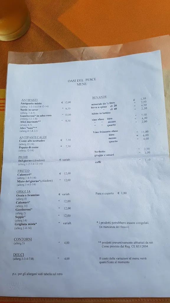 Menu_Trattoria Oasi del Pesce di Andriollo Rosanna_Villa Vicentina_image_1