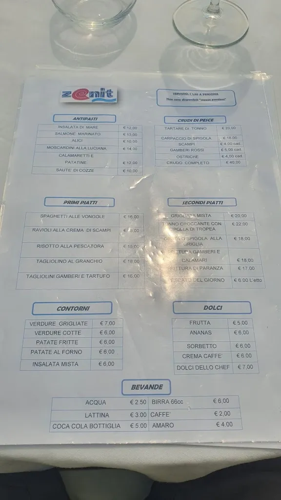 Menu_Zenit restaurant Ostia_Acilia-Castel Fusano-Ostia Antica_image_1