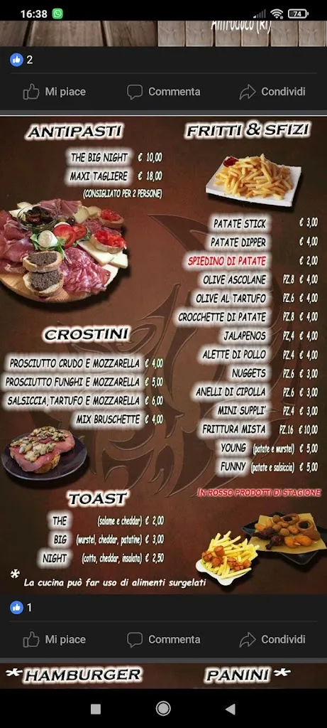 Menu_The Big Night_Antrodoco_image_1