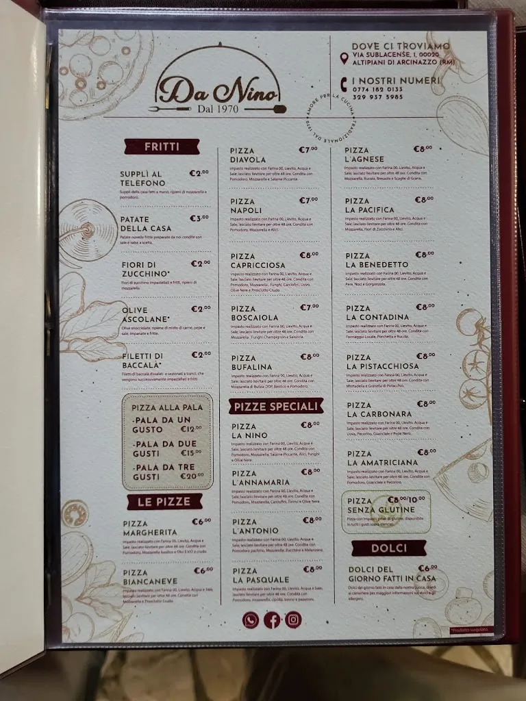 Menu_Ristorante Pizzeria da Nino_Arcinazzo Romano_immagine_1