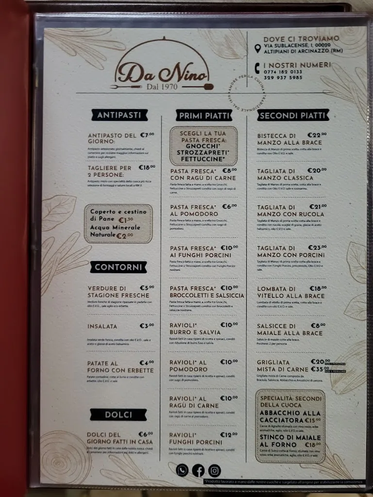 Menu_Ristorante Pizzeria da Nino_Arcinazzo Romano_immagine_2