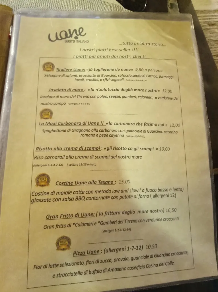 Menu_UANE Gusto Italiano – Ristorante Pizzeria con Area Bimbi, Feste ed Eventi ad Anagni_Anagni_image_2