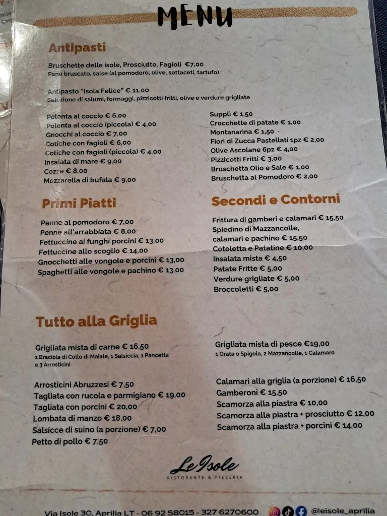 Menu_Pizzeria- Ristorante dal 1982 