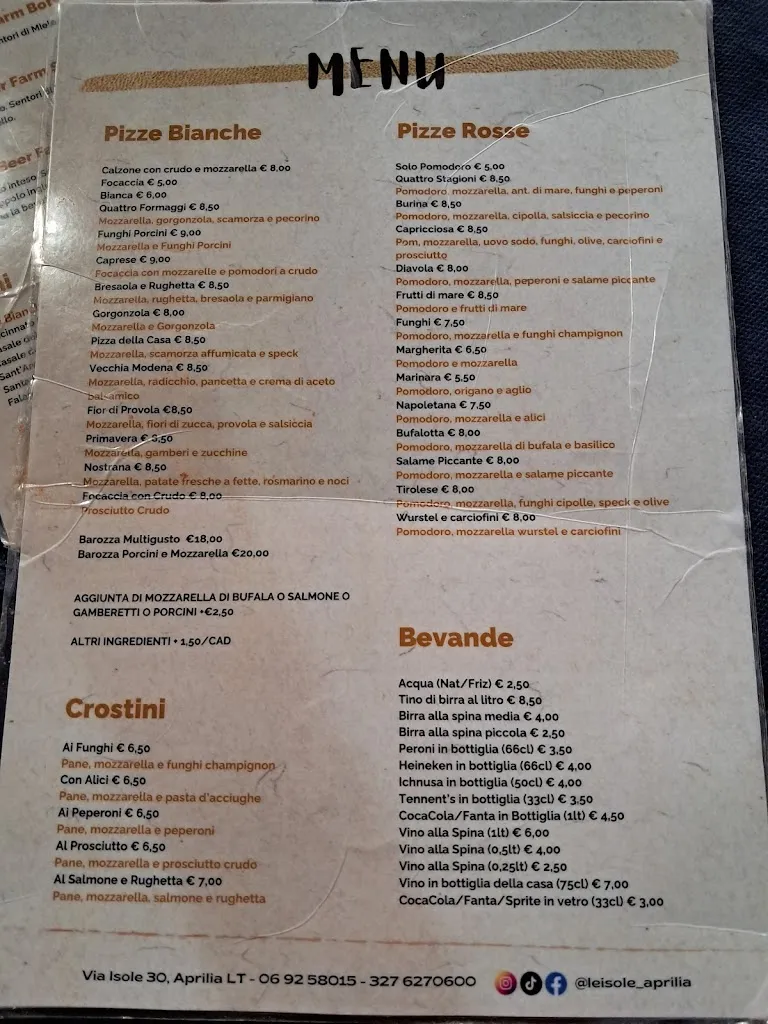 Menu_Pizzeria- Ristorante dal 1982 