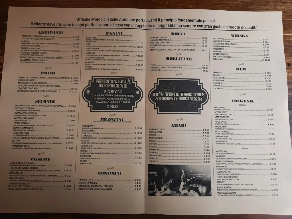 Menu_Officine Motociclistiche Apriliane Live Music Pub_Aprilia_image_1