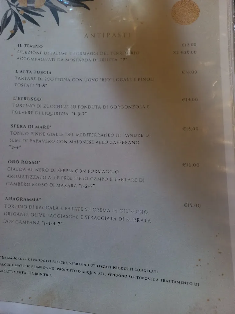 Menü_Il Tempio del Gusto_Arlena di Castro_Bild_2