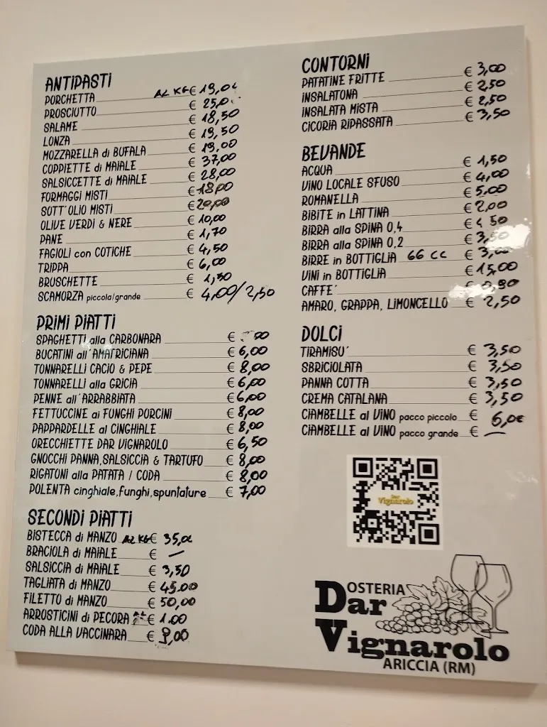 Menu_Fraschetta Osteria Dar Vignarolo_Ariccia_image_2