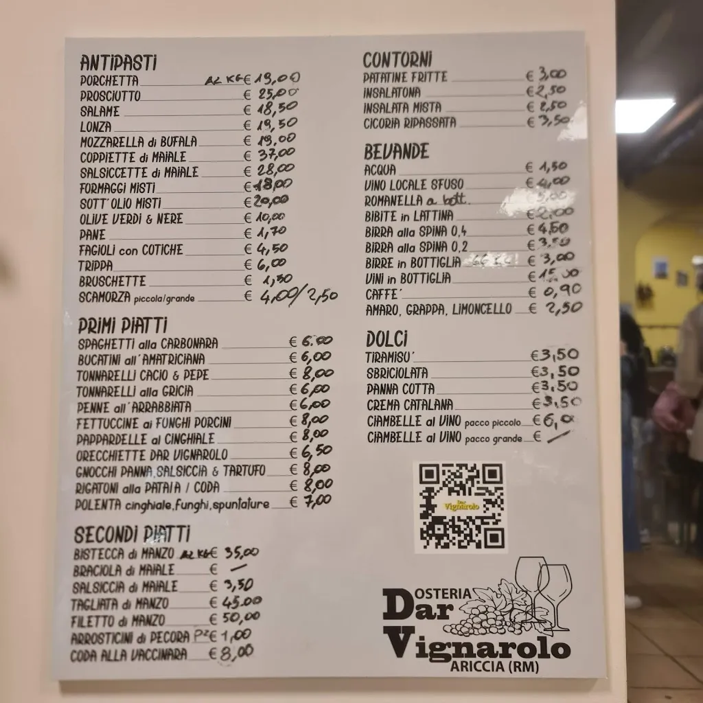 Menu_Fraschetta Osteria Dar Vignarolo_Ariccia_image_3
