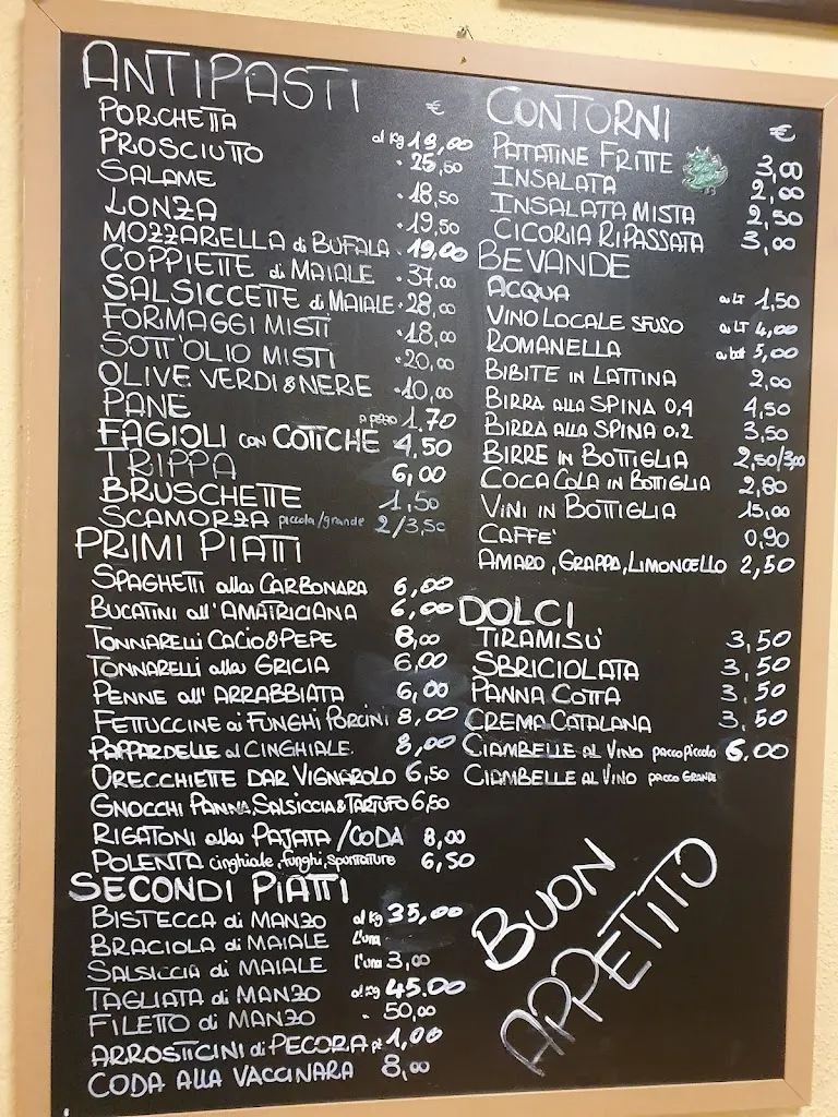 Menu_Fraschetta Osteria Dar Vignarolo_Ariccia_image_4