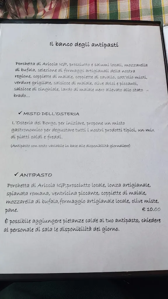 Menu_Osteria del Borgo_Ariccia_image_2