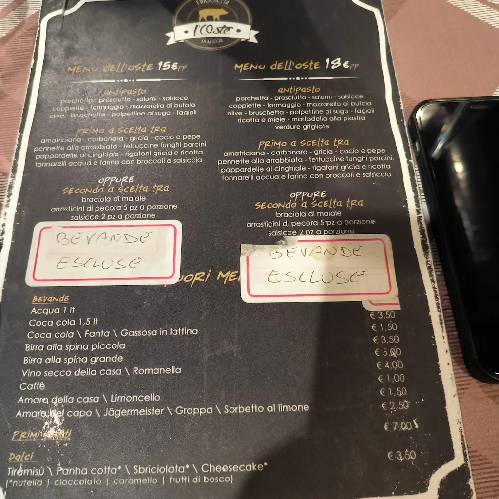 Menu_FRASCHETTA L'OSTE di ARICCIA_Ariccia_image_4