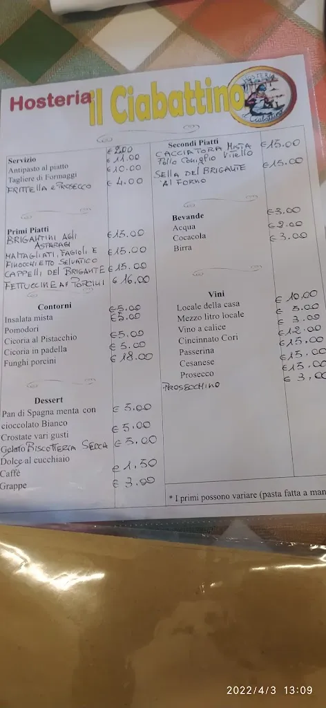Menu_Hosteria Il Ciabattino_Artena_immagine_3