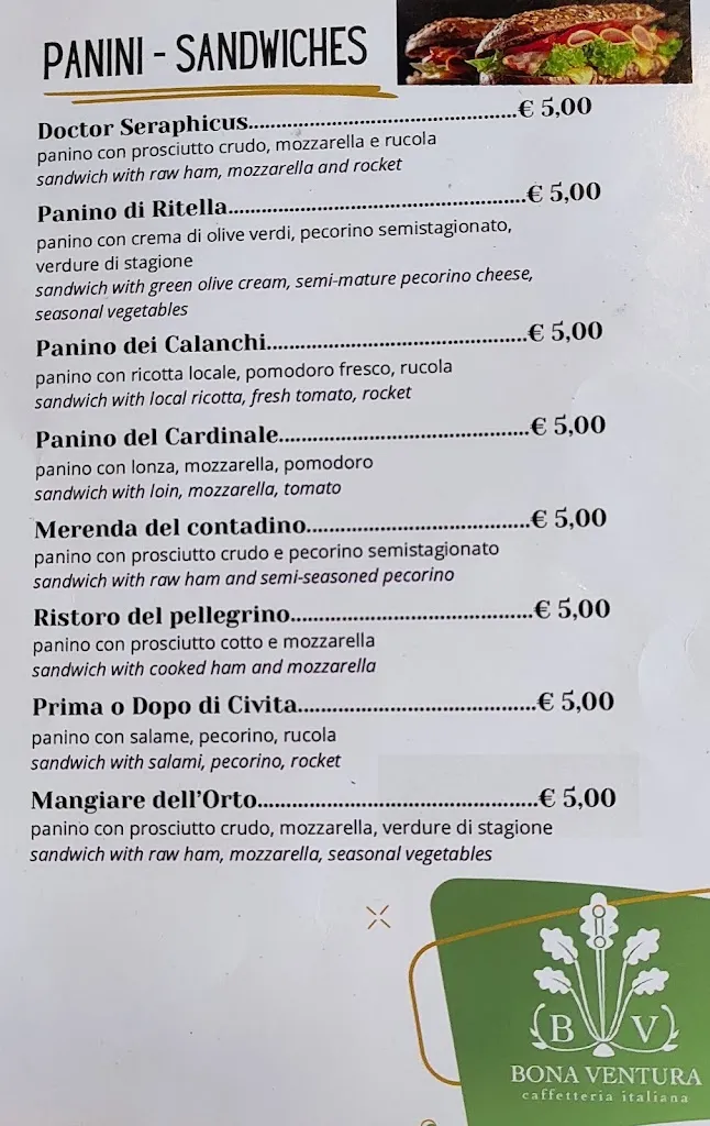 Menu_Bona Ventura Caffetteria Italiana_Bagnoregio_image_1
