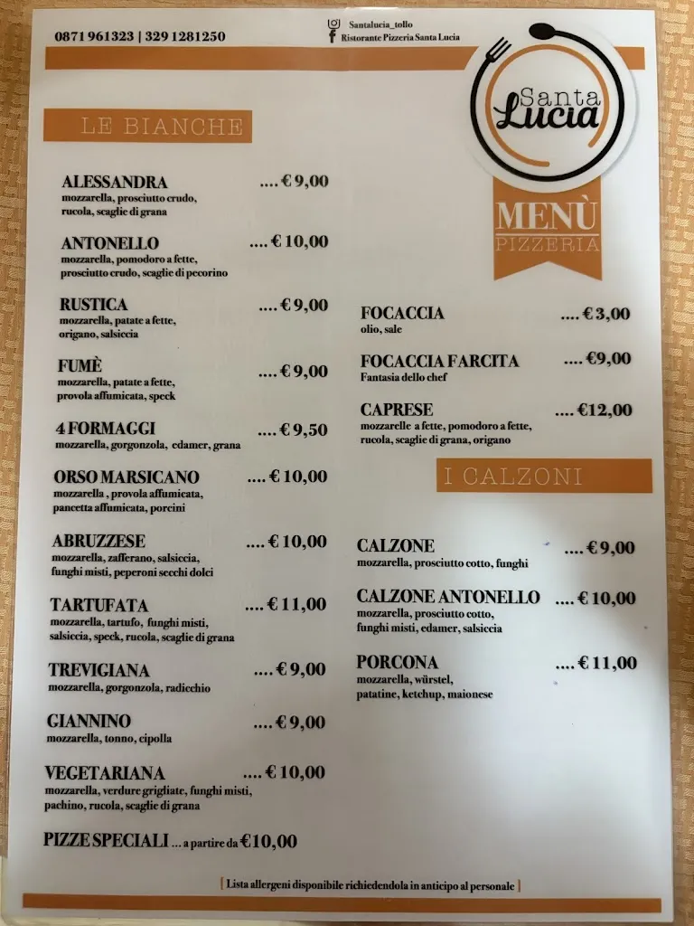 Menu_Santa Lucia Ristorante Pizzeria_Tollo_image_1