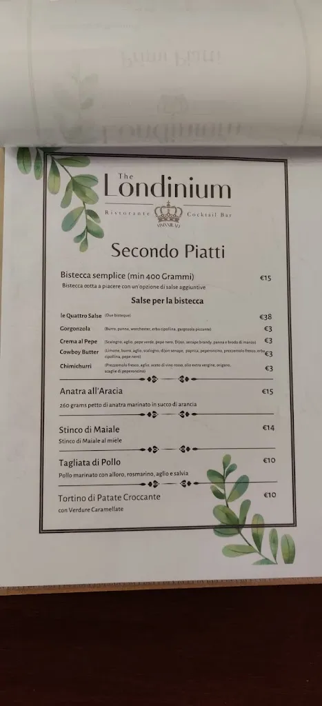 Menu_The Londinium_Tagliacozzo_image_1