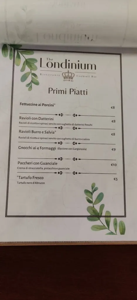 Menu_The Londinium_Tagliacozzo_image_3