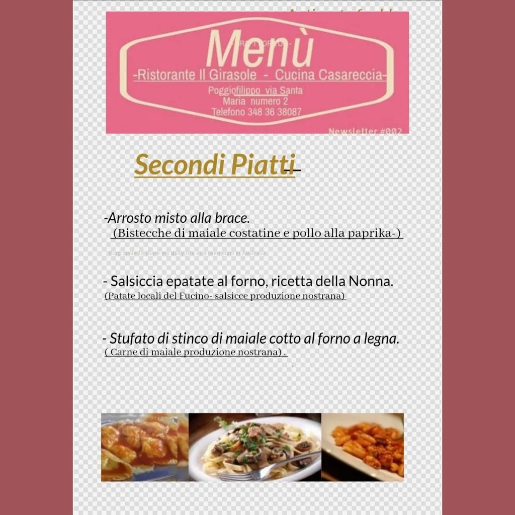 Menu_Ristorante Il Girasole. Tagliacozzo - Poggio Filippo (AQ),-_Tagliacozzo_image_2