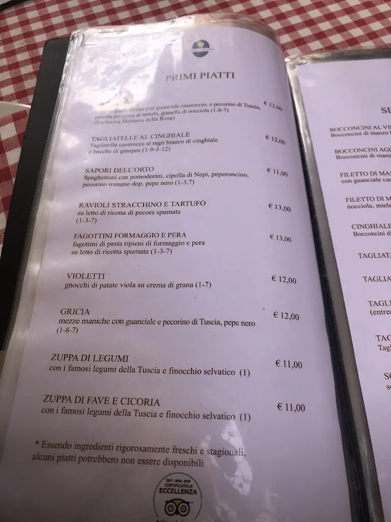 Menu_Hostaria della Rosa Trattoria_Caprarola_image_4