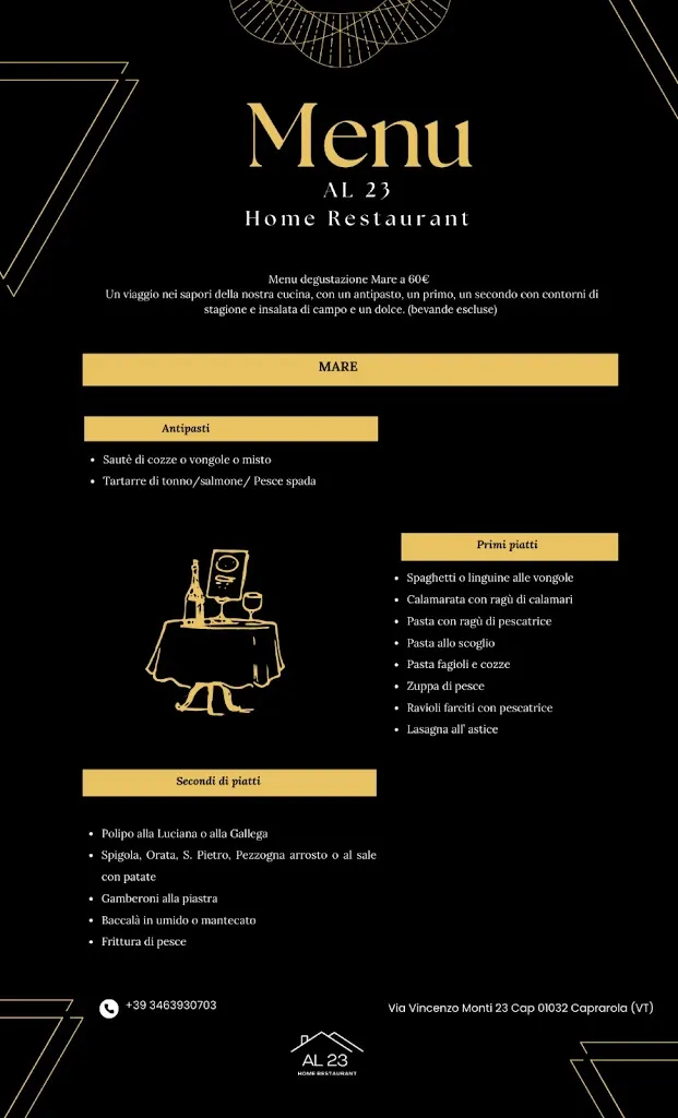 Menu_AL 23 Home Restaurant_Caprarola_image_2