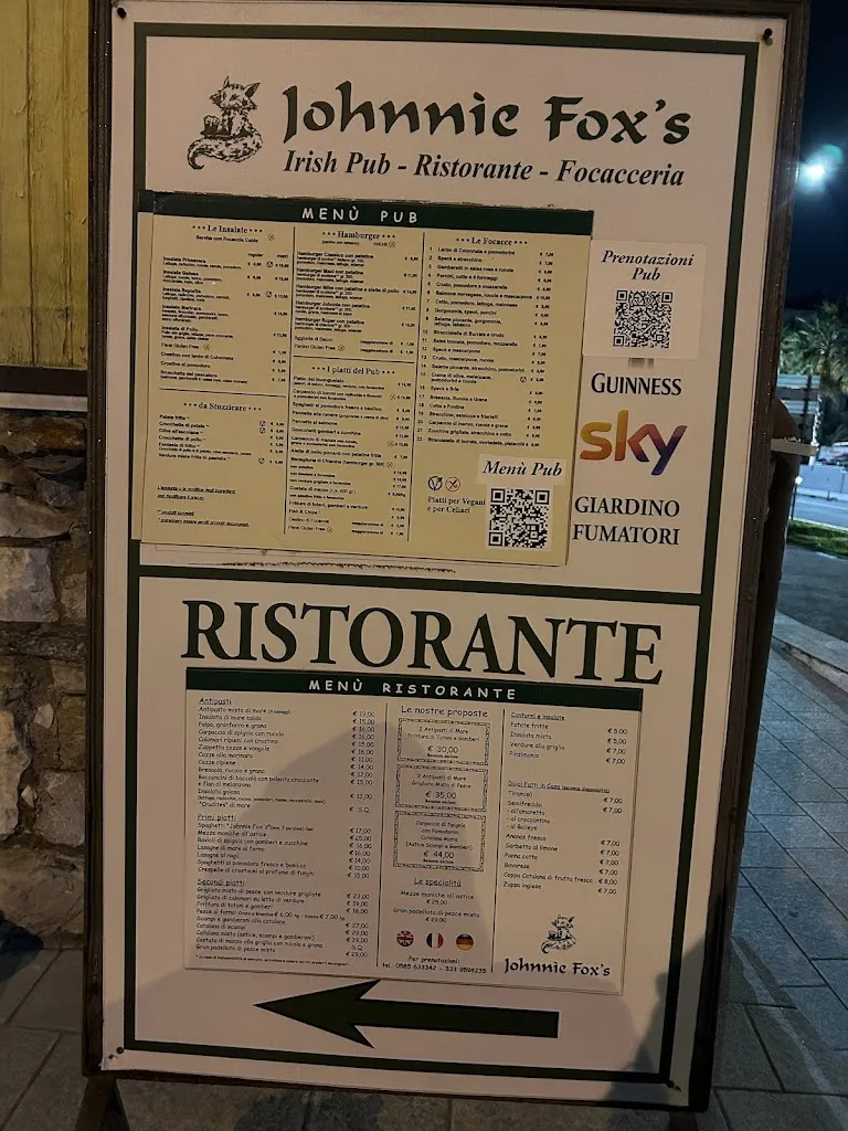 Menu_Johnnie Fox's Marina di Carrara_Carrara-Pontenuovo_immagine_2