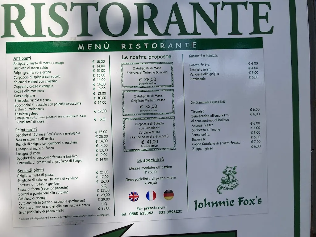 Menu_Johnnie Fox's Marina di Carrara_Carrara-Pontenuovo_immagine_4