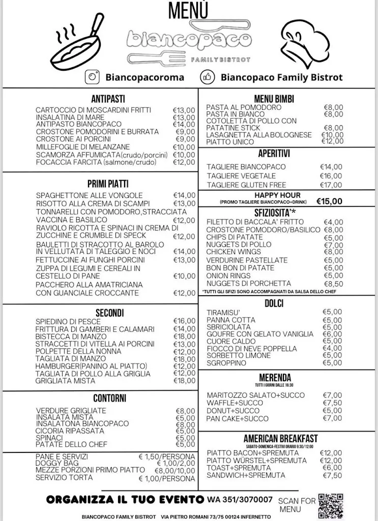 Menu_Biancopaco Family Bistrot - Ristorante con baby parking Infernetto- Apericena Infernetto_Casal Palocco_image_1