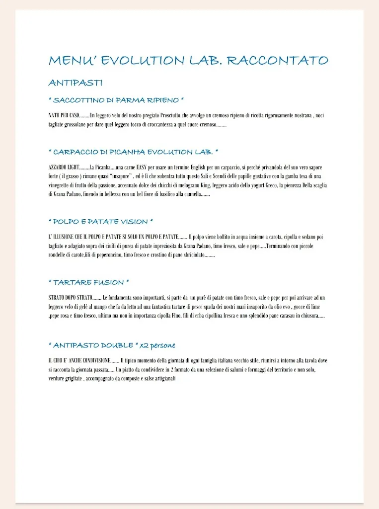 Menu_Evolution Lab_Castel Sant'Elia_immagine_2