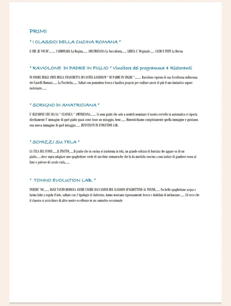 Menu_Evolution Lab_Castel Sant'Elia_immagine_4