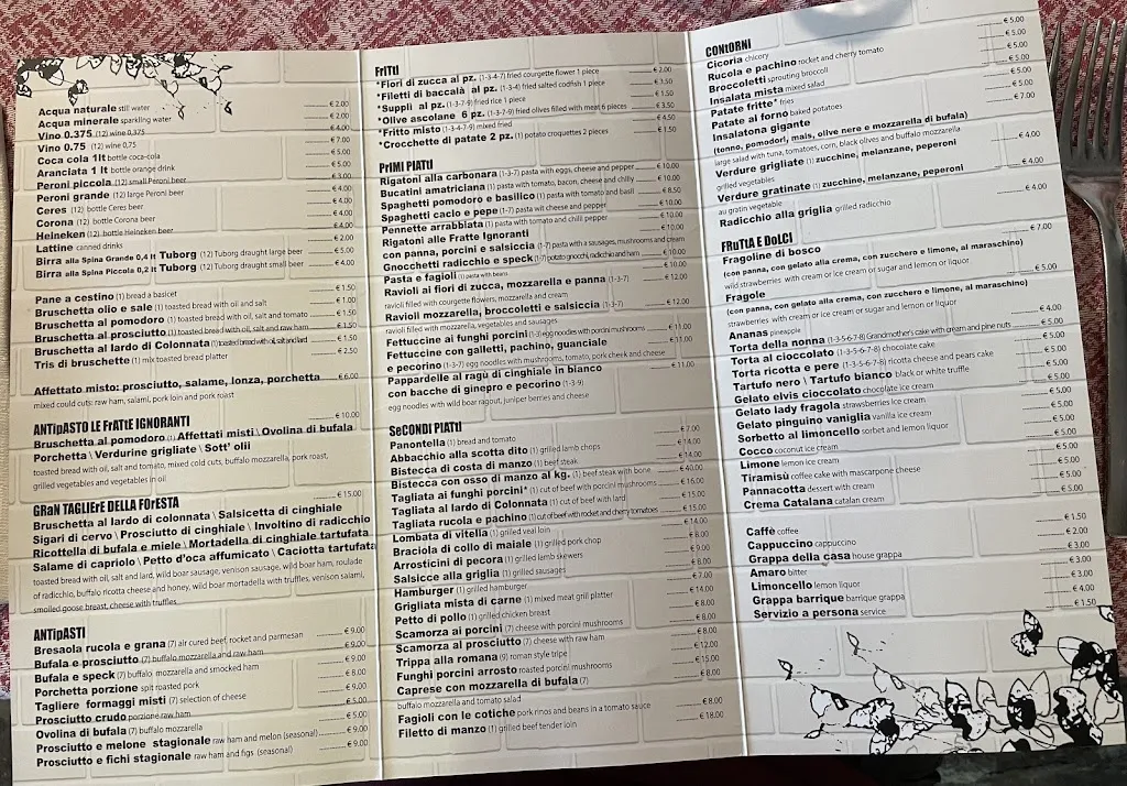 Menü_Le Fratte Ignoranti_Castel Gandolfo_Bild_1