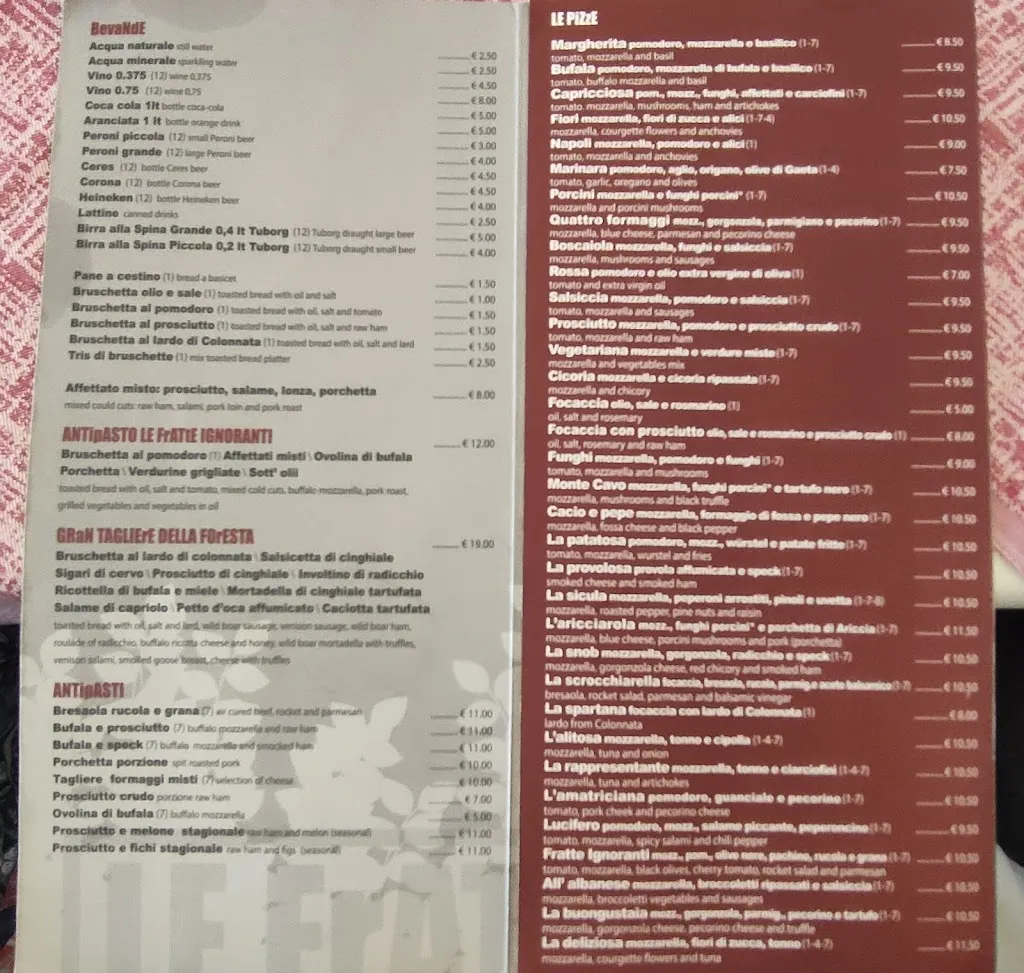 Menü_Le Fratte Ignoranti_Castel Gandolfo_Bild_2