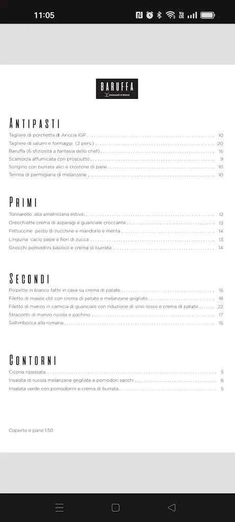 Menu_Baruffa Restaurant & Bistrot_Castel Gandolfo_image_2