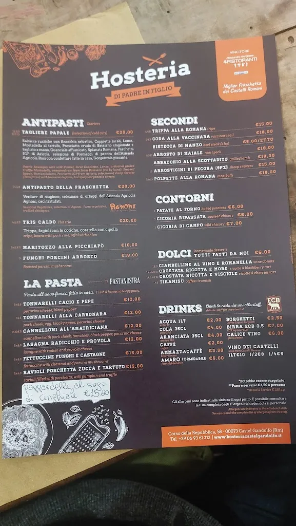 Menu_Hosteria La Fraschetta di Padre in Figlio_Castel Gandolfo_image_3