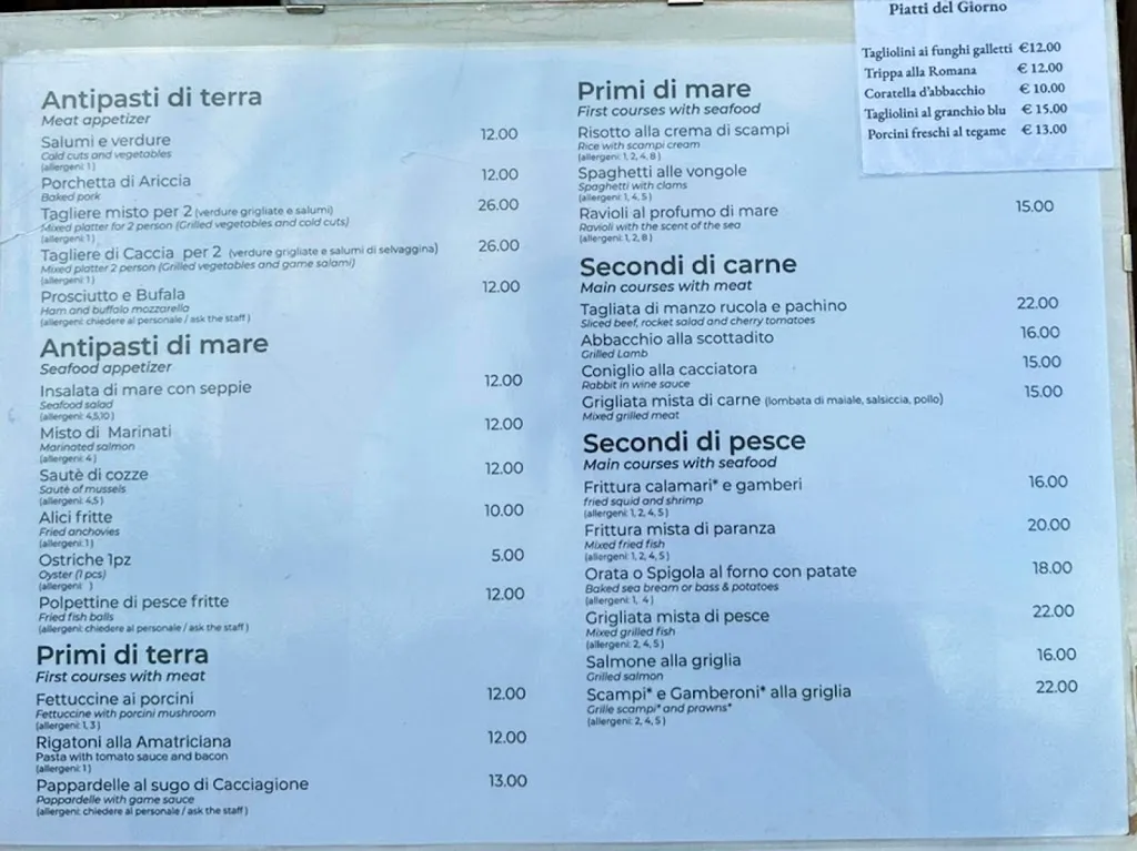 Menu_Il Grottino - piatti tipici, specialità di pesce vista lago_Castel Gandolfo_image_4