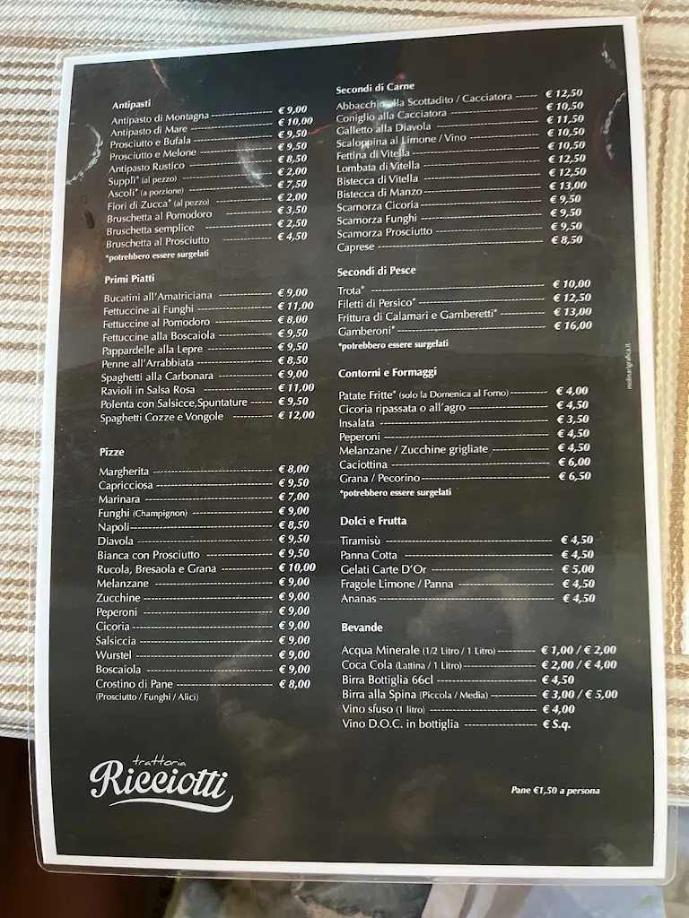 Menu_Trattoria Ricciotti_Castel Gandolfo_image_2