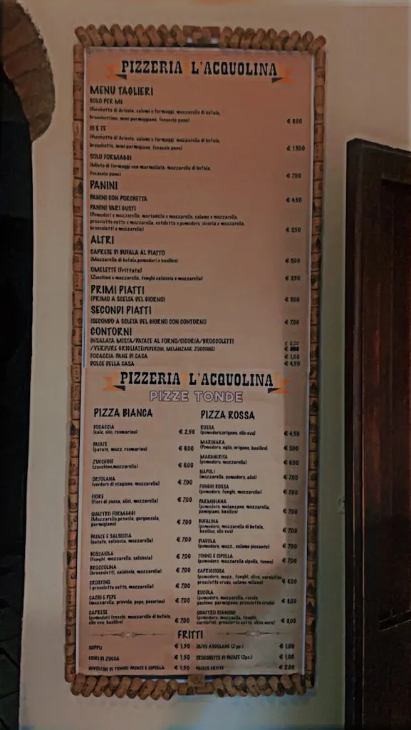 Menu_Pizzeria L'acquolina_Castel Gandolfo_immagine_2