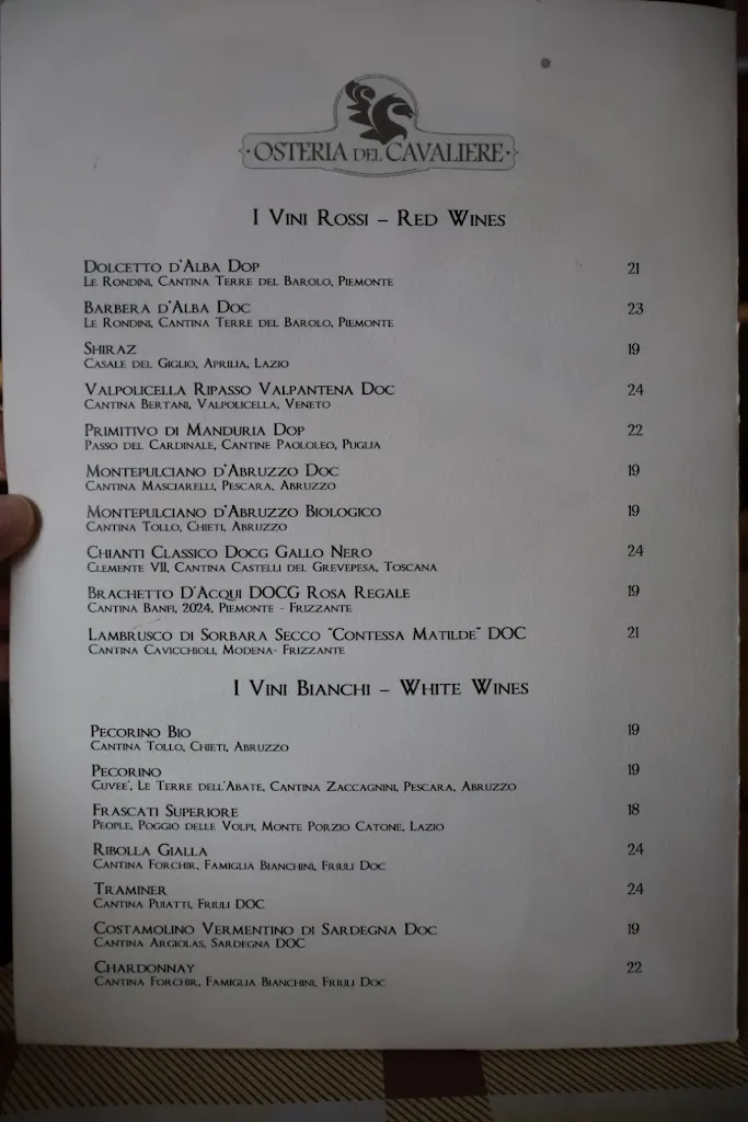 Menu_Osteria del Cavaliere_Città metropolitana di Roma Capitale_image_1