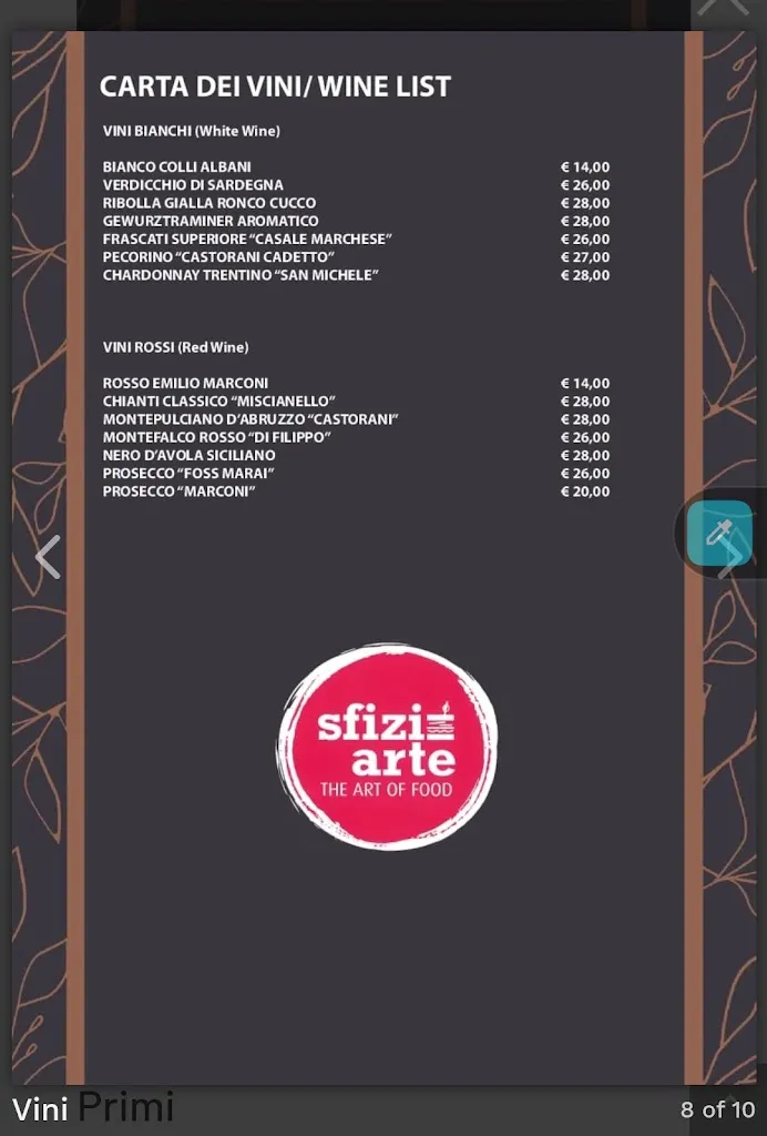 Menu_Sfiziarte Ristorante & Brunch_Città metropolitana di Roma Capitale_image_1