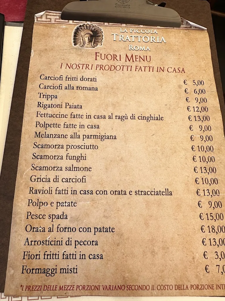 Menü_La Piccola Trattoria Roma_Cerveteri_Bild_2