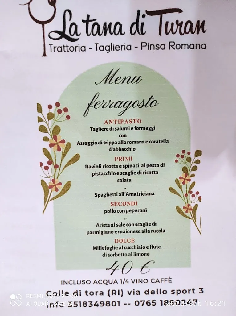 Menu_La Tana Di Turan_Colle di Tora_image_2