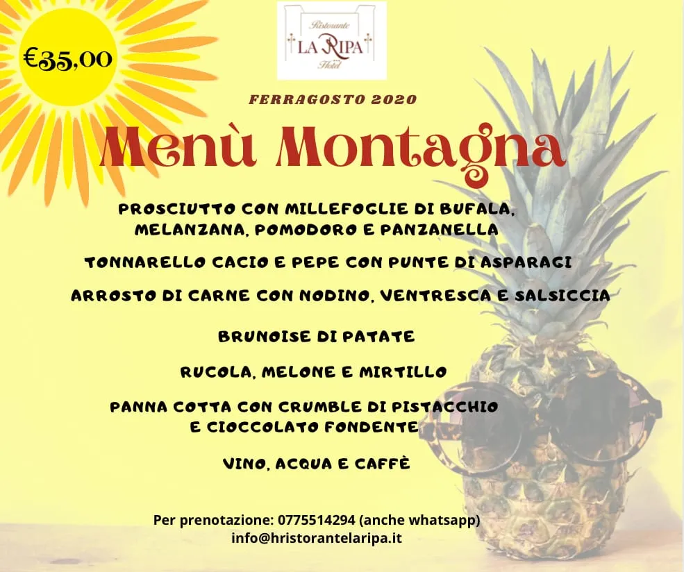 Menu_LA RIPA Hotel Restaurant_Fiuggi_immagine_1