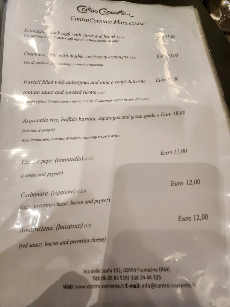 Menu_Contro Corrente Ristorante_Fiumicino-Isola Sacra_image_1