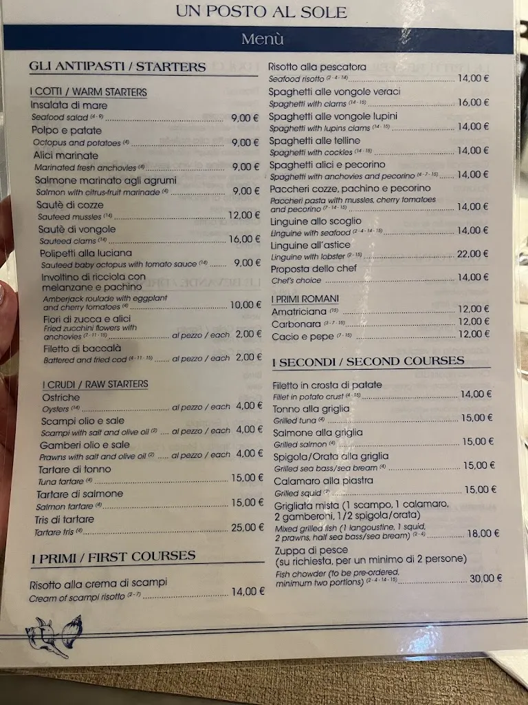 Menu_Ristorante Un Posto Al Sole Fiumicino_Fiumicino-Isola Sacra_image_1